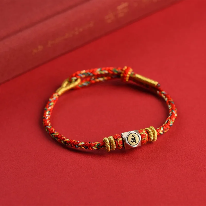 Mythstone 925 Sterling Silver Chinese Zodiac Natal Buddha Red Colorful Rope Luck Handcrafted Bracelet - Image 3