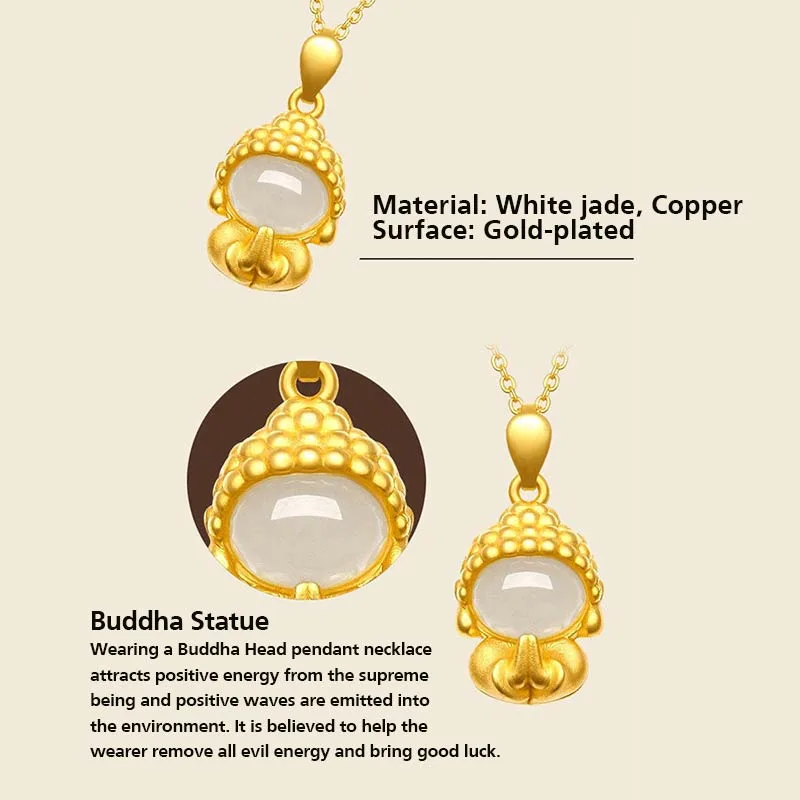 Mythstone White Jade Buddha Success Pendant Necklace - Image 5