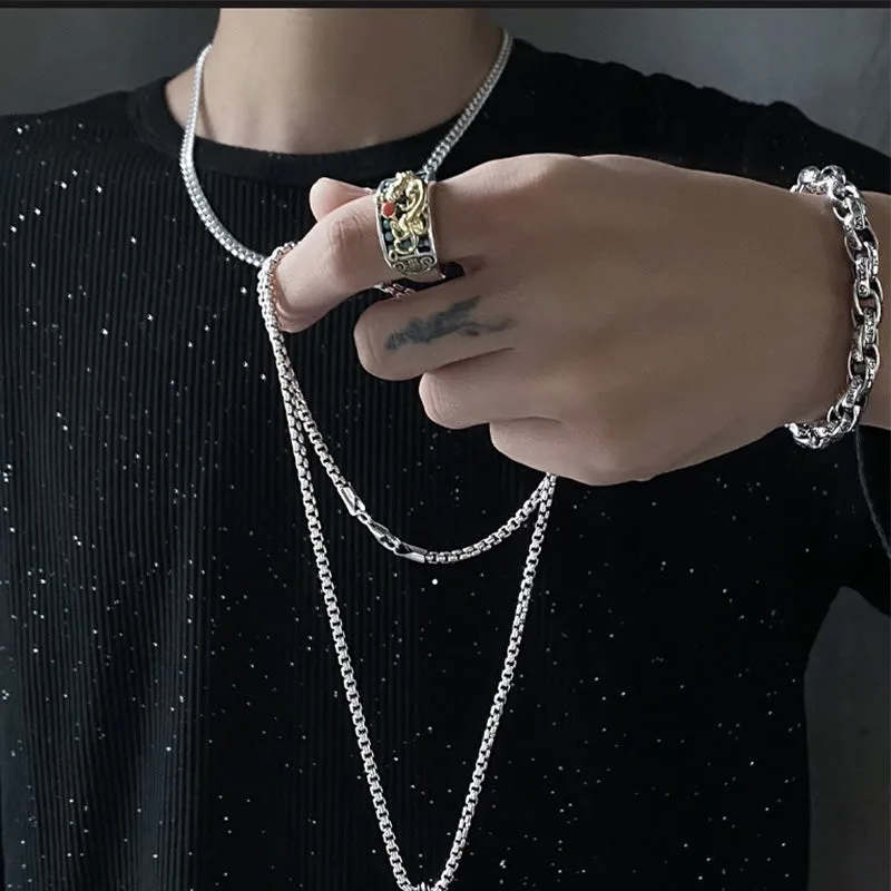 Mythstone 925 Sterling Silver Turquoise Red Agate PiXiu Abacus Protection Ring - Image 5