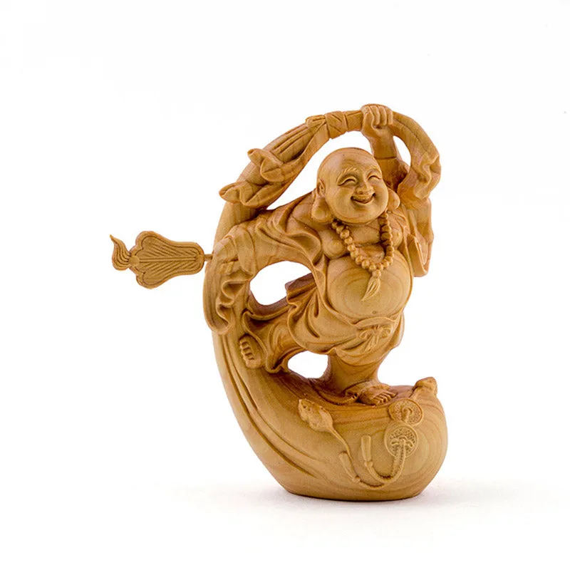 Mythstone Laughing Buddha Boxwood Prosperity Home Decoration - Image 5