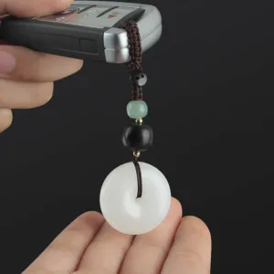 Mythstone White Jade Peace Buckle Protection Blessing Key Chain