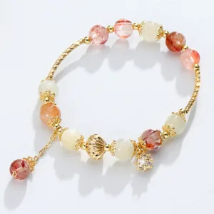 Mythstone Colorful Rutilated Quartz Cat Eye Zircon Auspiciousness Bead Bracelet