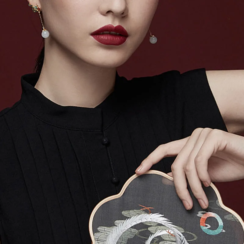 Mythstone Vintage White Jade Red Agate Bead Blessing Drop Dangle Earrings - Image 9