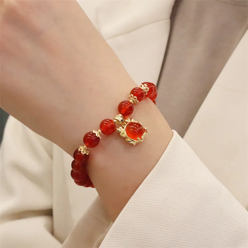Mythstone Year of the Dragon Red Agate Jade Peace Buckle Fu Character Success Bracelet - Image 16