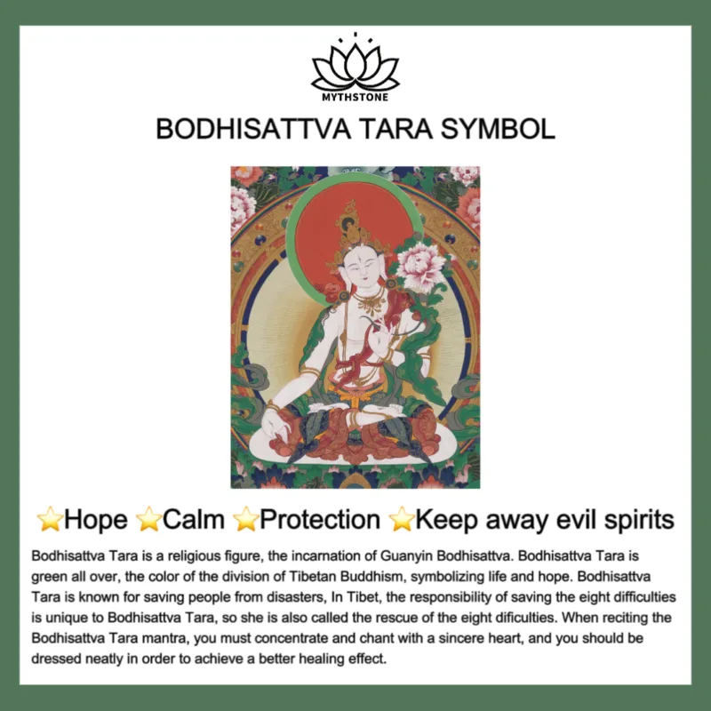 Mythstone Cinnabar Bodhisattva Tara Symbol Calm Bracelet Mala - Image 8