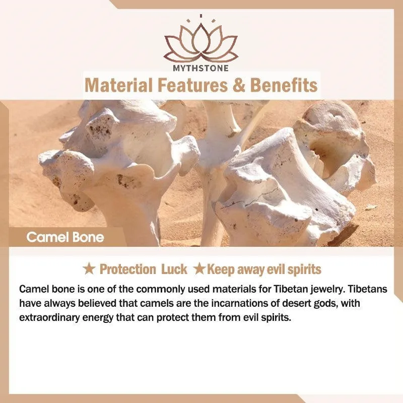 Mythstone Tibetan Camel Bone Skull The Lord of the Corpse Forest Protection Necklace Pendant - Image 12