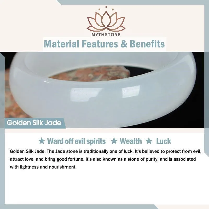 Mythstone Natural Ink Color Golden Silk Jade Wealth Bracelet Bangle - Image 10