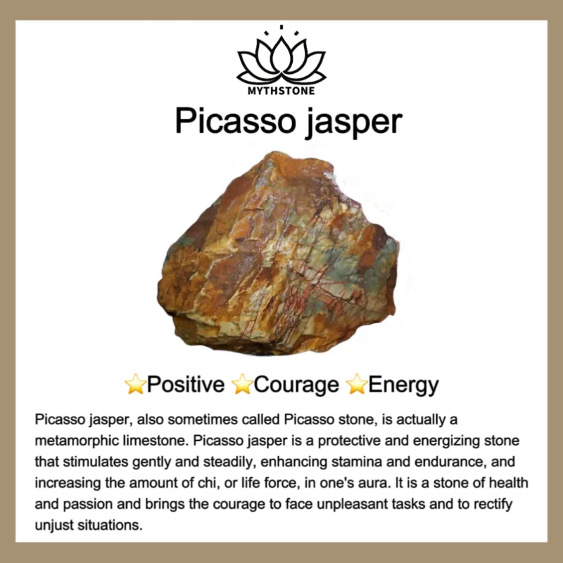 MythStone - 108 Mala Beads Courage Energy Bracelet with Picasso Jasper - Image 6