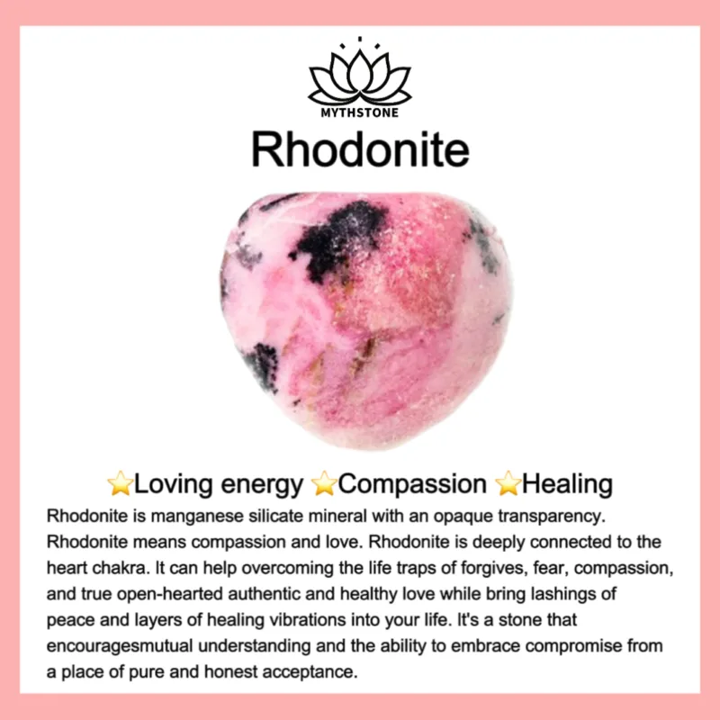 MythStone Rhodonite Lotus 108 Mala Beads Bracelet for Compassion Energy - Image 5