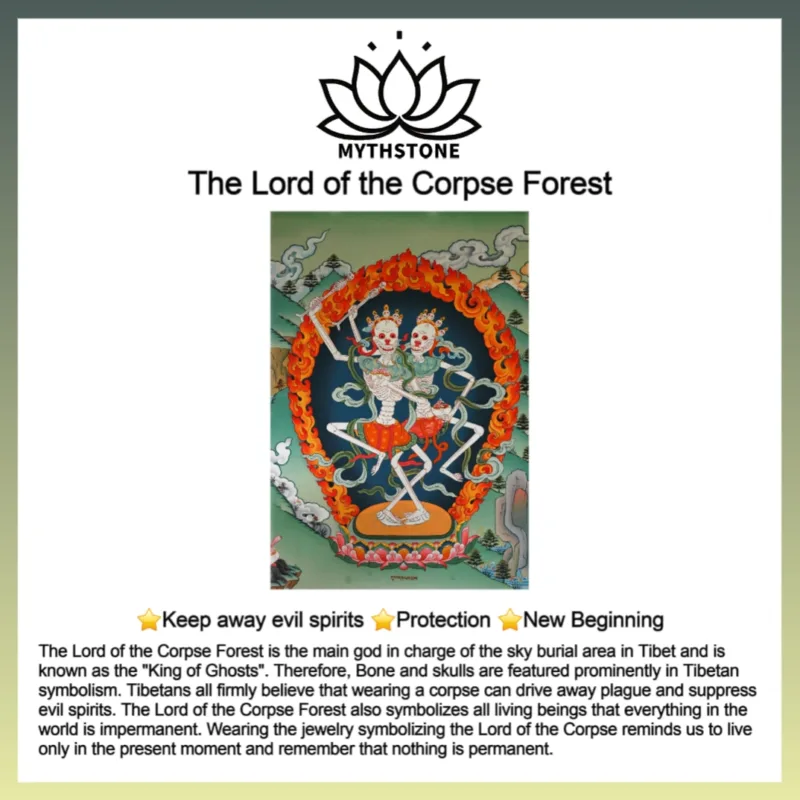 MythStone Tibetan 108 Mala Beads Yak Bone Dzi Bead The Lord of the Corpse Forest Strength Bracelet - Image 8