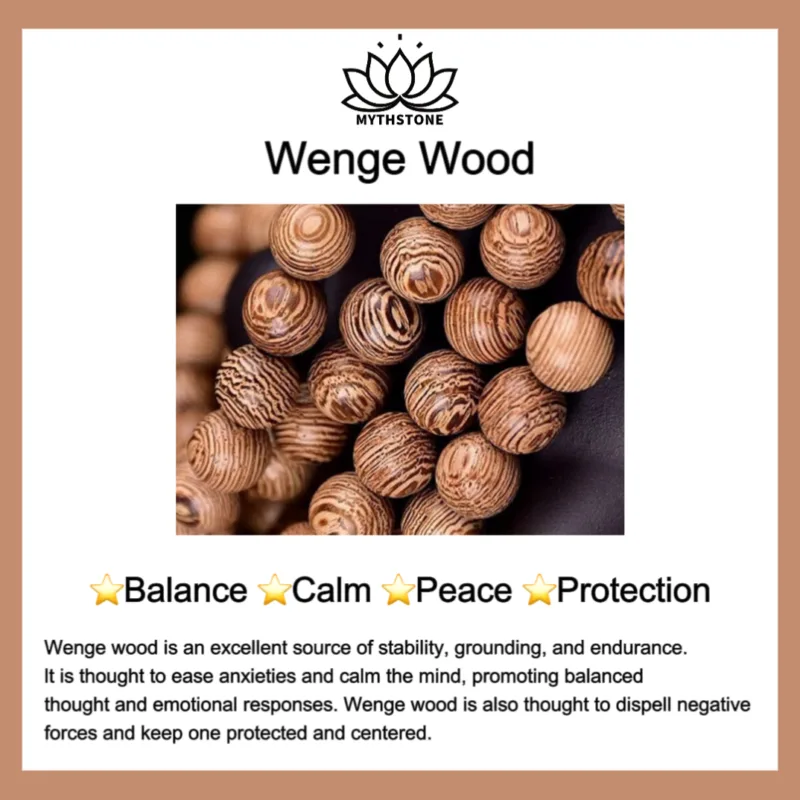 Mythstone 108-Bead Wenge Wood Mala Meditation Bracelet for Blessings - Image 8