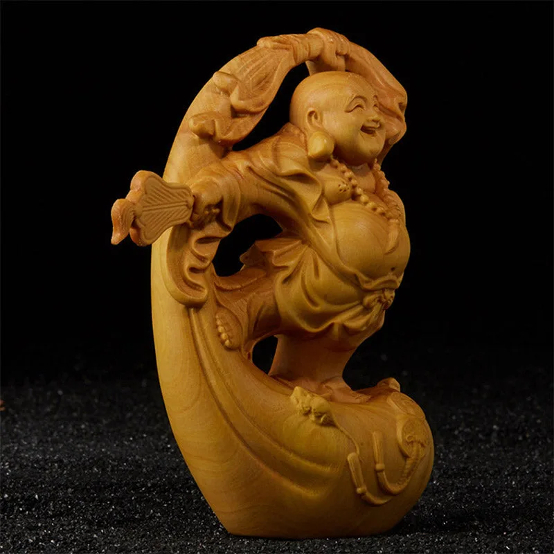 Mythstone Laughing Buddha Boxwood Prosperity Home Decoration - Image 2