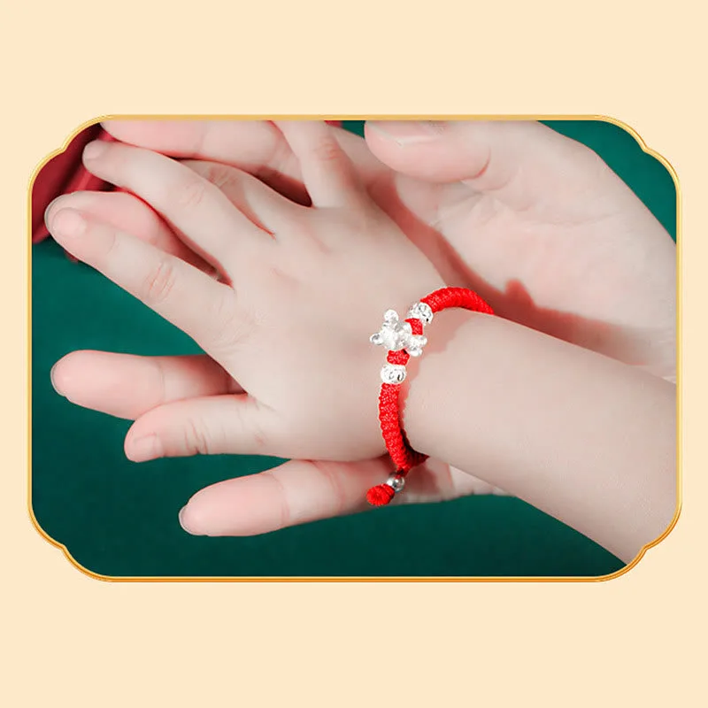Mythstone 999 Sterling Silver Chinese Zodiac Red Rope Luck Handcrafted Kids Bracelet - Image 6