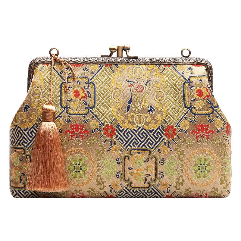 Mythstone Vintage Geometry Flowers Metal Chain Crossbody Bag Shoulder Bag Handbag - Image 8