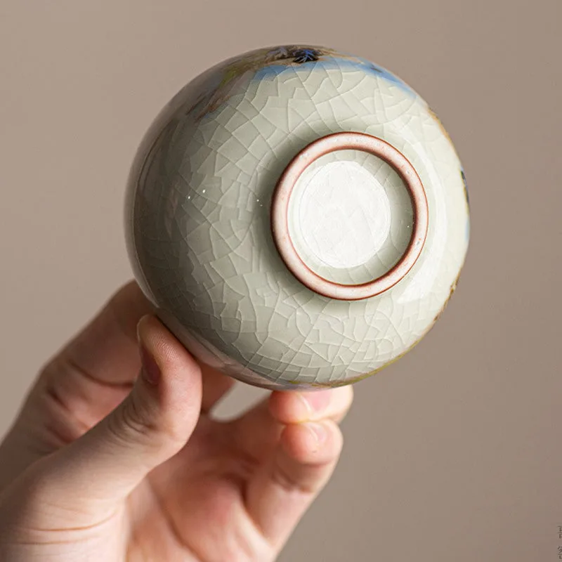 Mythstone A Panorama of Rivers and Mountains Ceramic Teacup Kung Fu Tea Cup 150ml - Image 5