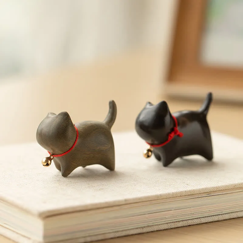 Mythstone Green Sandalwood Small Leaf Red Sandalwood Cute Cat Animals Soothing Peace Decorations - Image 2
