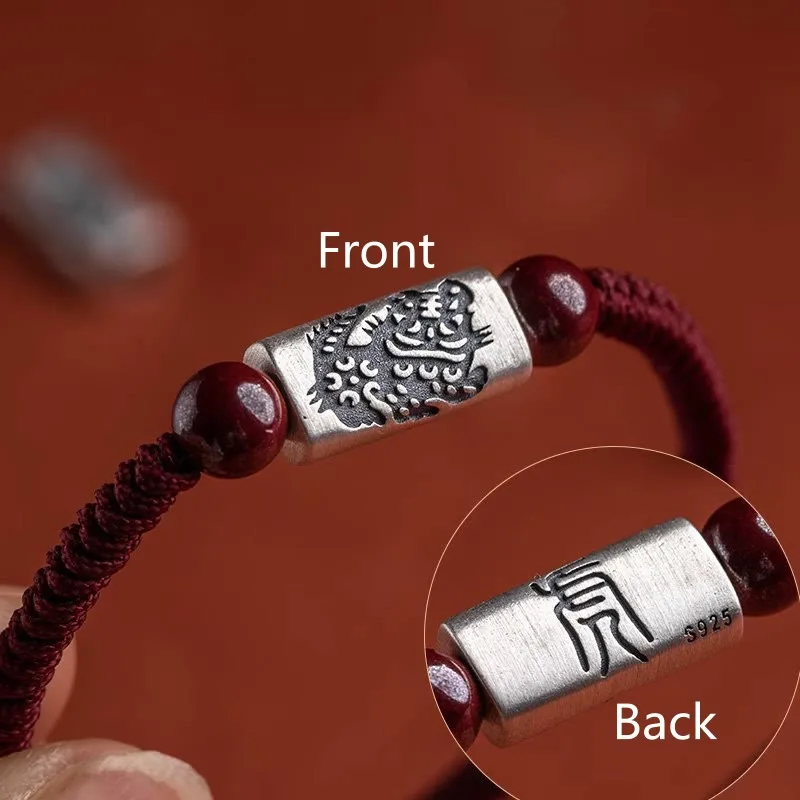 Mythstone 925 Sterling Silver 12 Chinese Zodiac Cinnabar String Bracelet - Image 9
