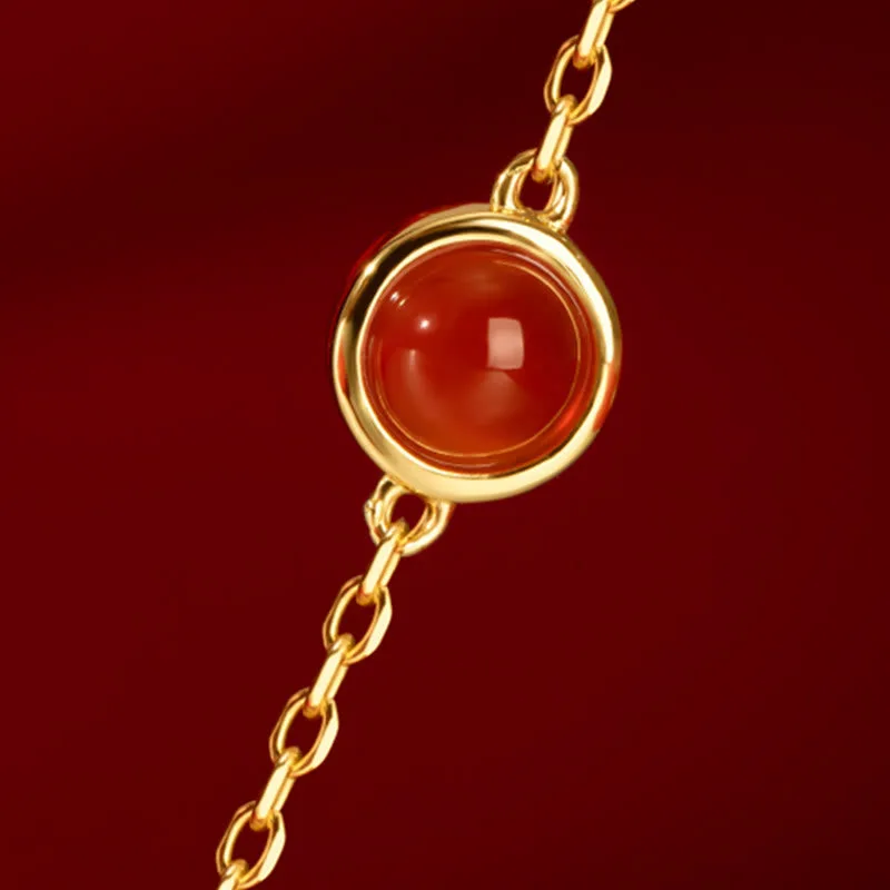 Mythstone 925 Sterling Silver Plated 18K Gold Hetian Jade Ruyi Cat Cinnabar Luck Bracelet Necklace Pendant Set - Image 8