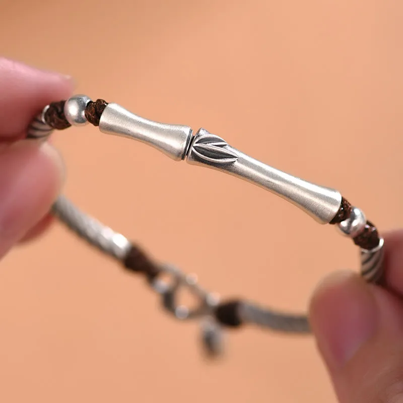 Mythstone 999 Sterling Silver Bamboo Pattern Cicada Luck Wealth Bracelet - Image 15