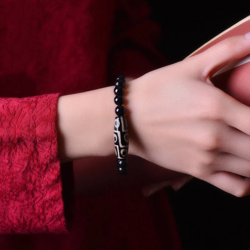 Mythstone Tibetan Natural Nine-Eye Dzi Bead Wealth Power Bracelet - Image 5