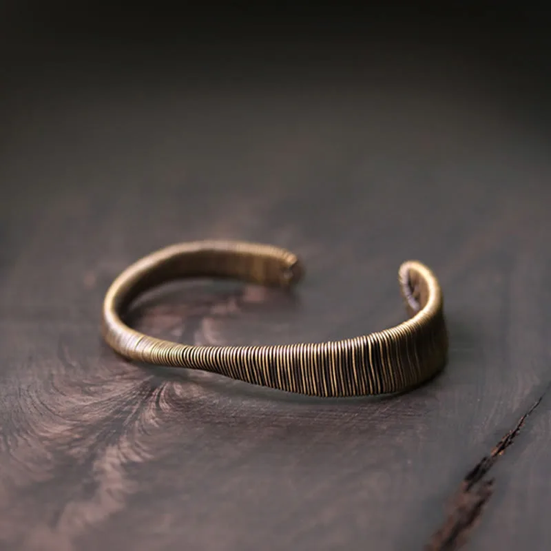 Mythstone Simple Design Wrapped Copper Luck Wealth Adjustable Cuff Bracelet - Image 6