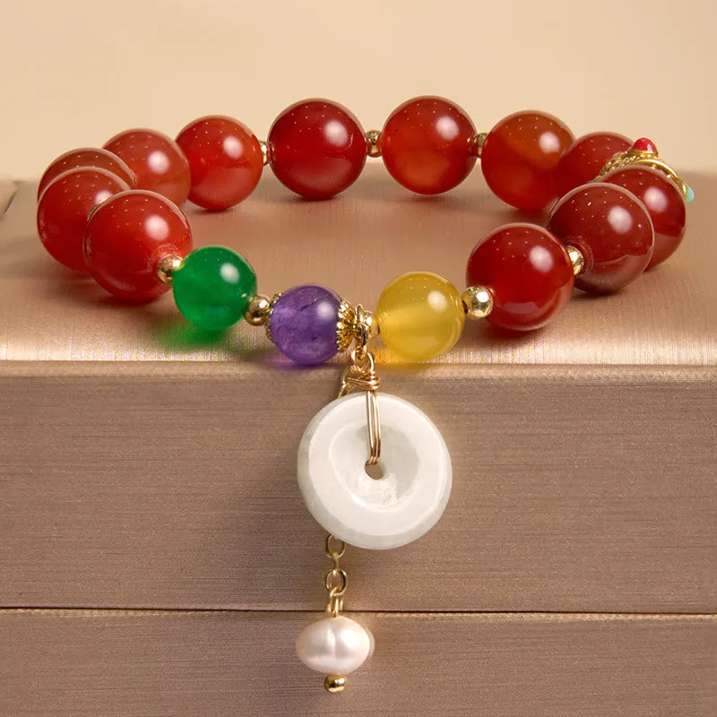 Mythstone Jade Red Agate Peace Buckle Charm Confidence Bracelet - Image 18