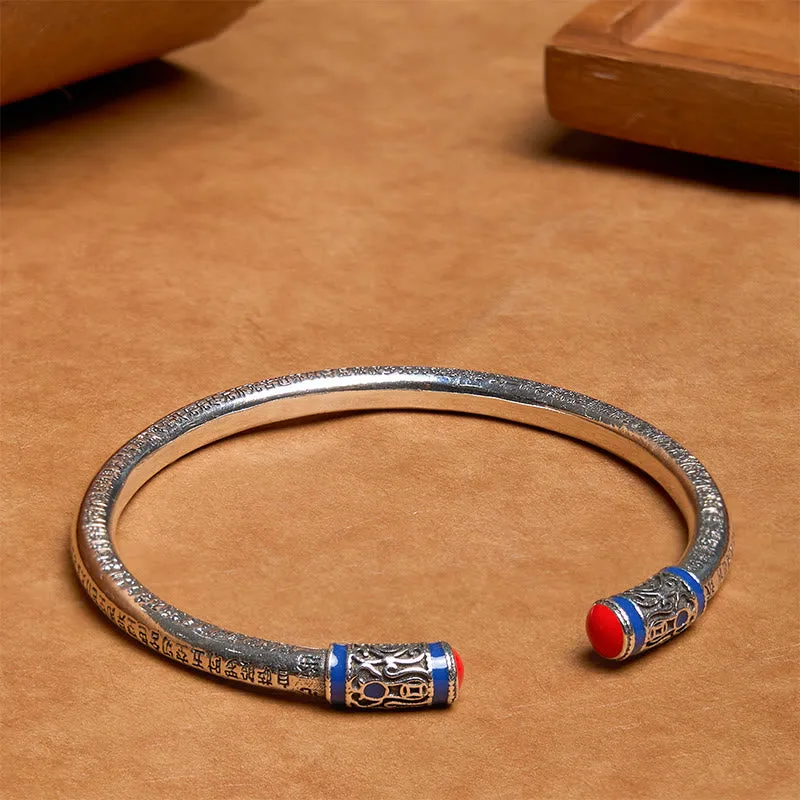 Mythstone Heart Sutra Carved Copper Coins Healing Bracelet Bangle - Image 3