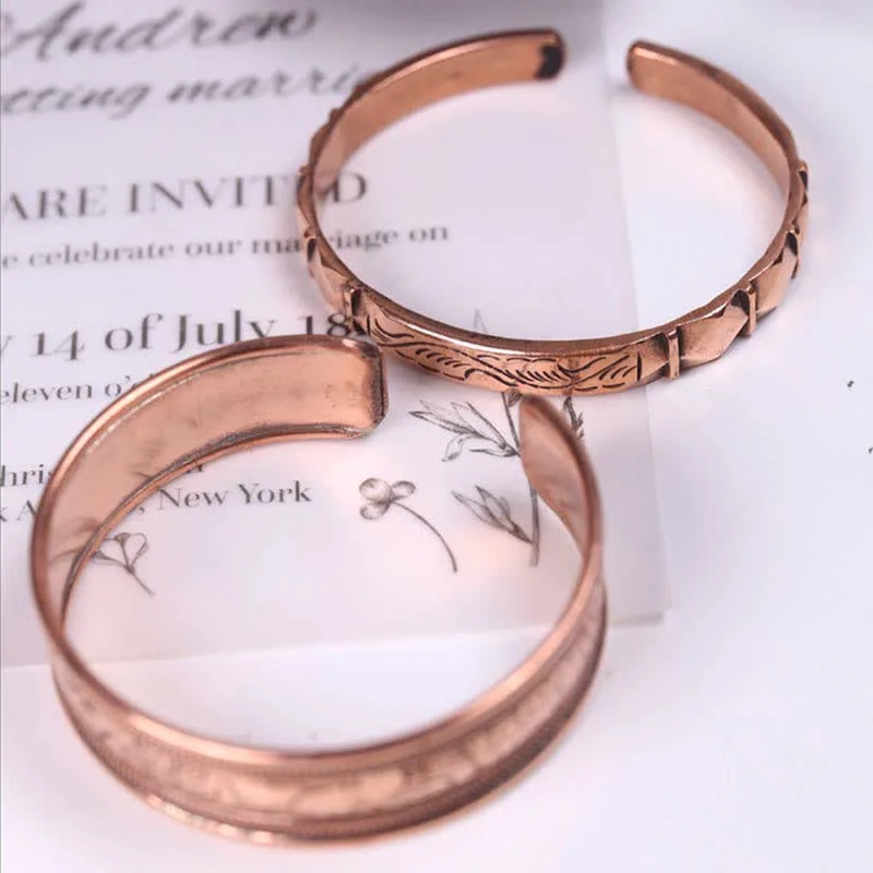 Mythstone Vintage Pattern Luck Balance Copper Cuff Bracelet Bangle - Image 8