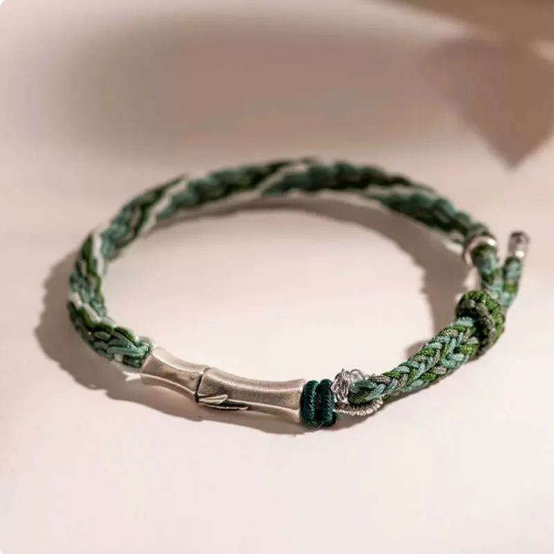 Mythstone 925 Sterling Silver Bamboo Reincarnation Knot Luck Protection String Bracelet - Image 11