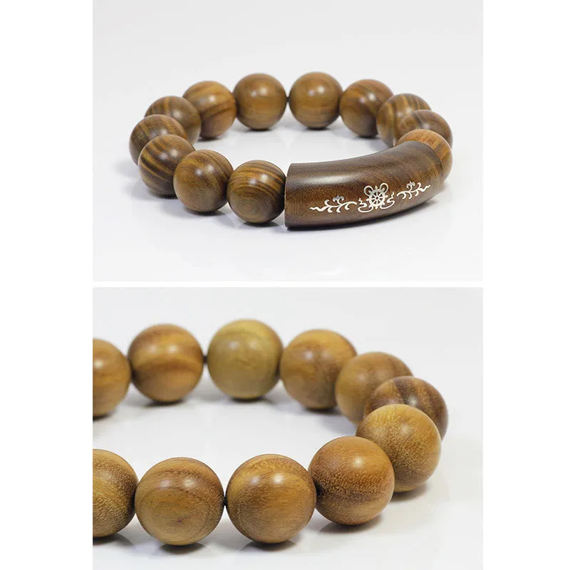 Mythstone 999 Sterling Silver Green Sandalwood Om Mani Padme Hum Dragon Phoenix Dharmachakra Inlaid Peace Bracelet - Image 17