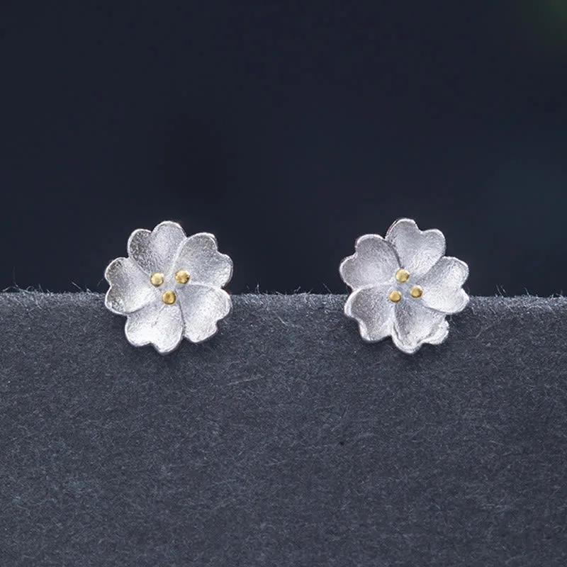 Mythstone 925 Sterling Silver Cherry Blossoms Floral Calm Stud Earrings - Image 5