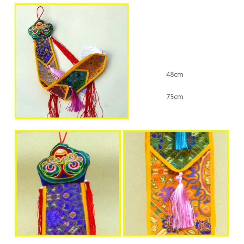 Mythstone Lotus Flower Eight Auspicious Symbols Meditation Enlightenment Colorful Tassels Wall Art - Image 18