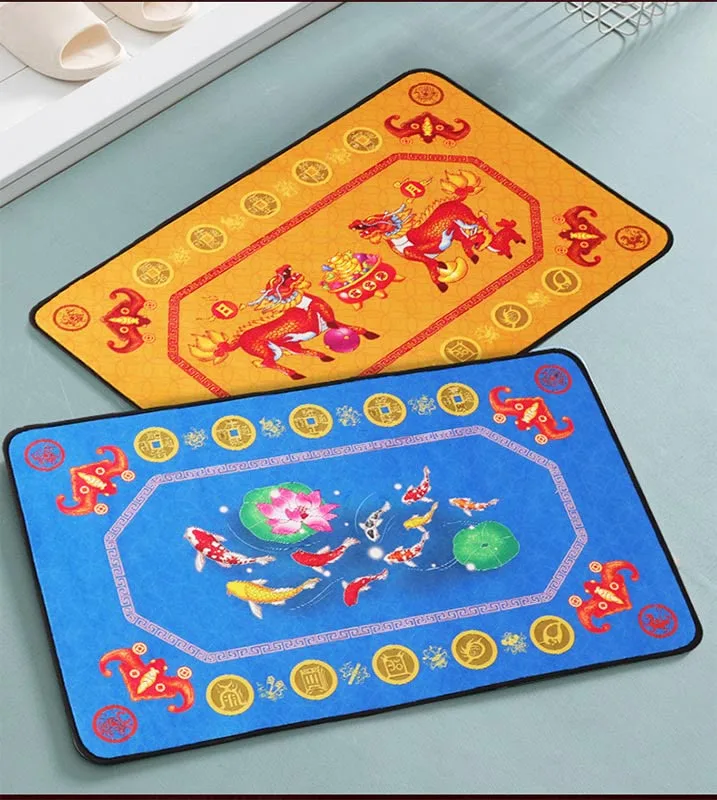 Mythstone - Five Elements Lucky Crane Gourd Kirin Dragon Axe Nine Koi Fish Non-slip Foot Pad Doormat - Image 26