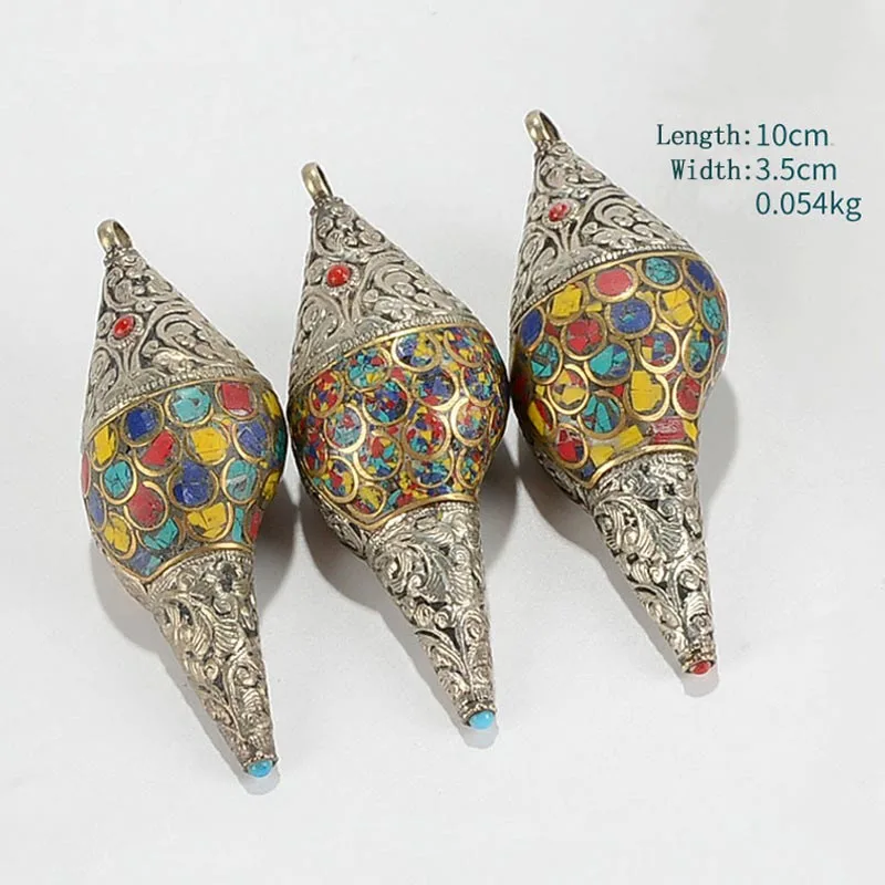 Mythstone Tibetan Handmade Natural Shankha Colorful Conch Shell Seashell Wealth Home Decoration - Image 3