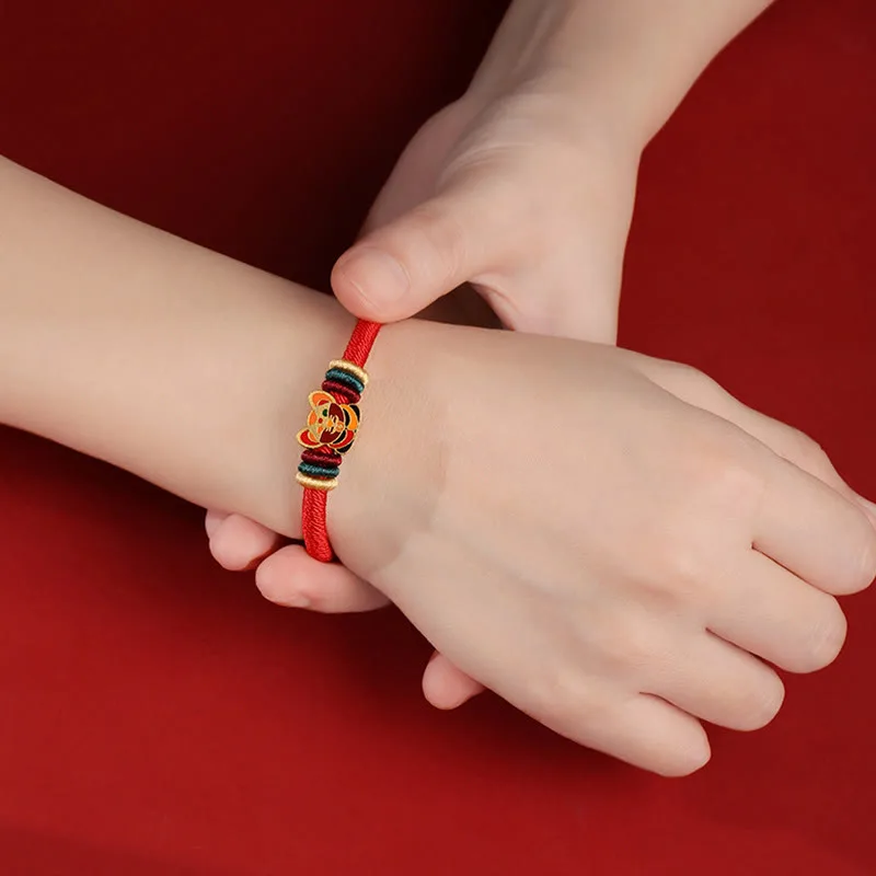 Mythstone Handmade 925 Sterling Silver Year of the Dragon Cute Chinese Zodiac Luck Braided Red Bracelet - Image 11