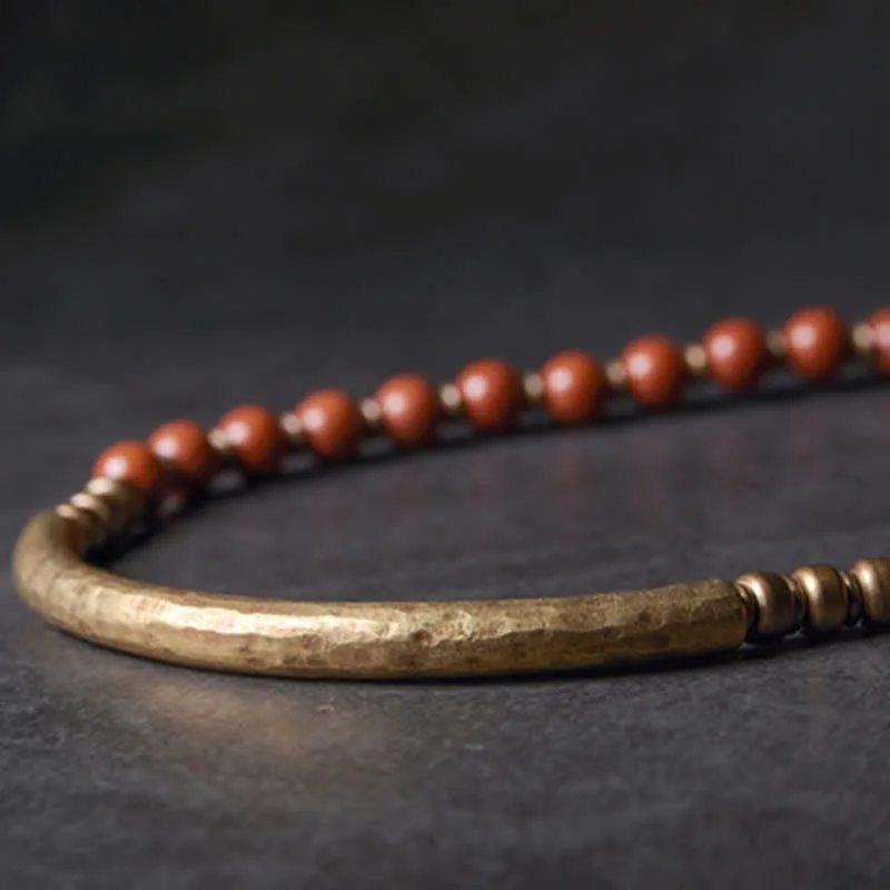 Mythstone Red Jasper Moss Agate Black Obsidian Crystal Copper Peace Couple Bracelet - Image 8