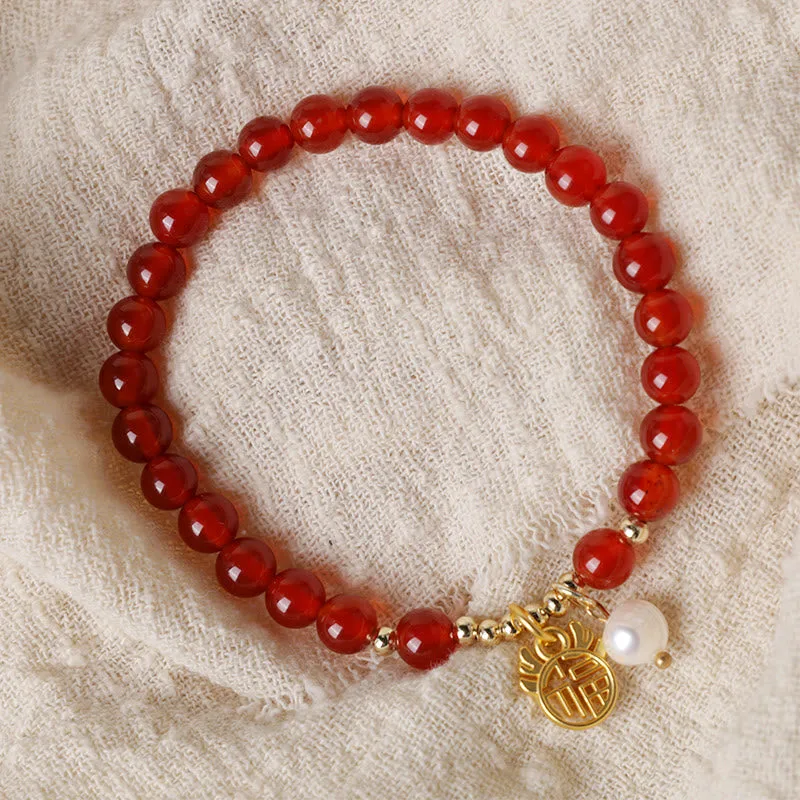 Mythstone Year of the Dragon Red Agate Jade Peace Buckle Fu Character Success Bracelet - Image 23
