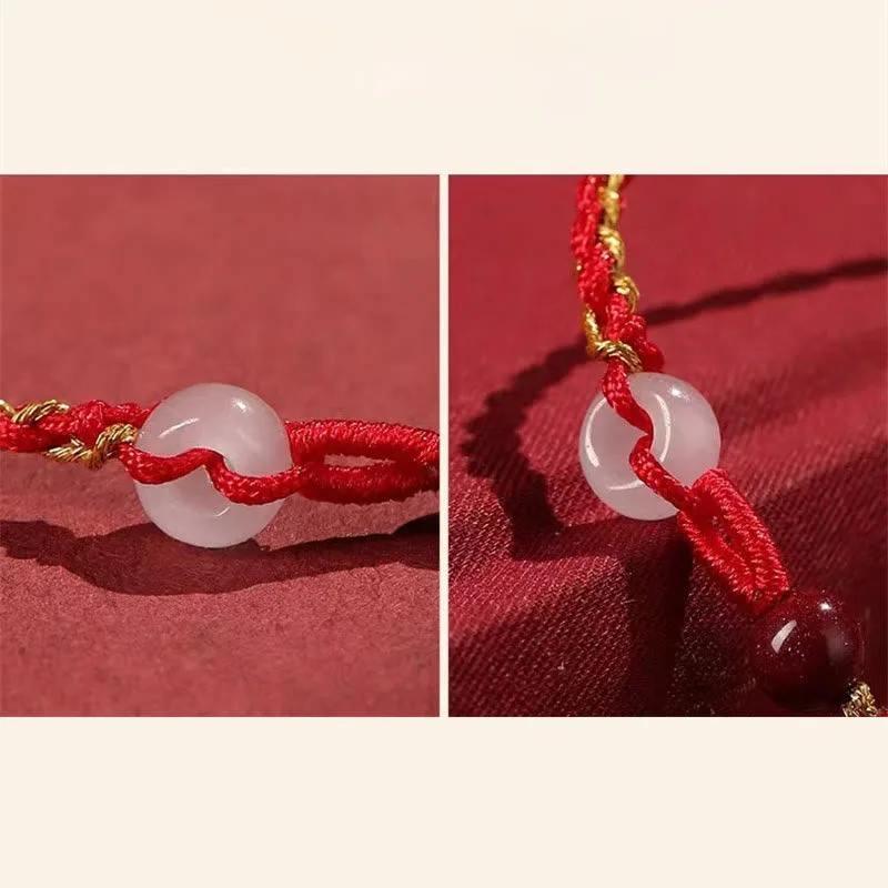 Mythstone Natural Cinnabar Jade Peace Buckle Blessing Bracelet - Image 22