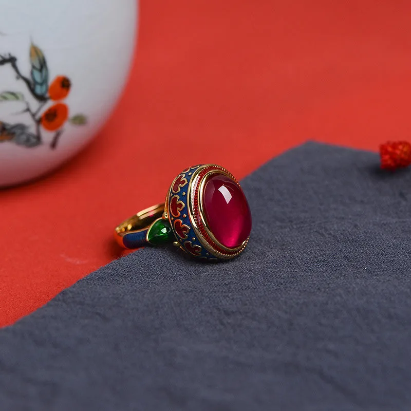 Mythstone 925 Sterling Silver Red Corundum Courage Ring - Image 6