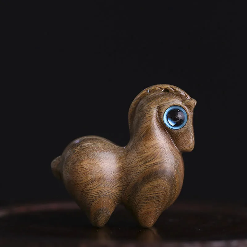 Mythstone Small Leaf Red Sandalwood Green Sandalwood Lucky Mini Horse Protection Decoration - Image 14