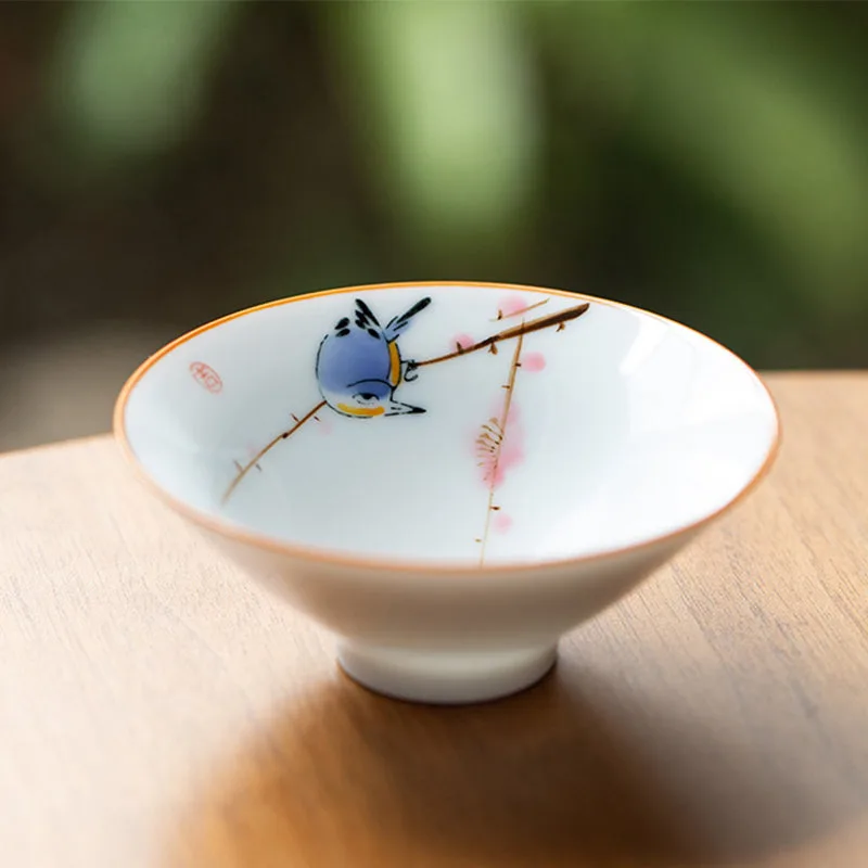 Mythstone - Mandala Flower Koi Fish Lotus Bird Persimmons Teacup Kung Fu Tea Cup 50ml - Image 6