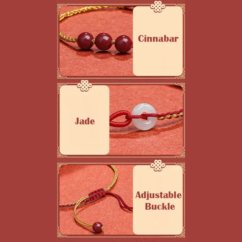 Mythstone Natural Cinnabar Jade Peace Buckle Blessing Bracelet - Image 21