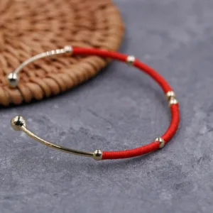 Mythstone Red String Blessing Protection Cuff Bracelet