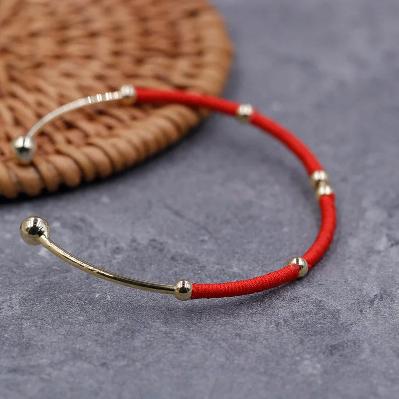 Mythstone Red String Blessing Protection Cuff Bracelet