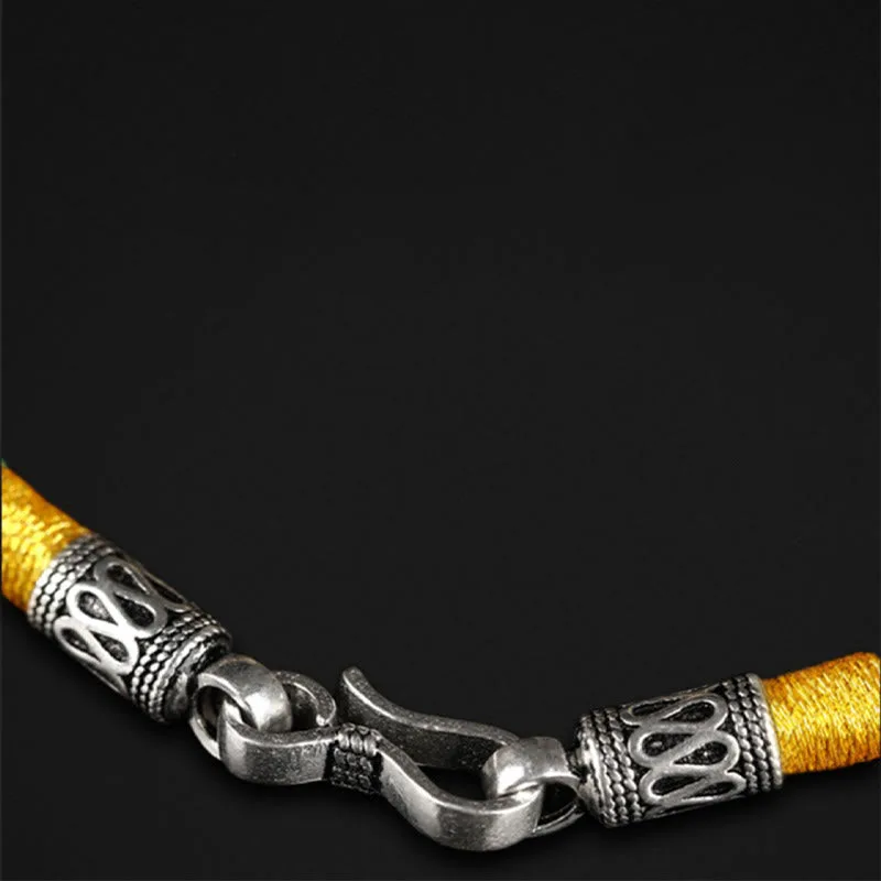 Mythstone Tibet 999 Gold Om Mani Padme Hum Handmade Eight Thread Peace Knot Luck Bracelet - Image 10