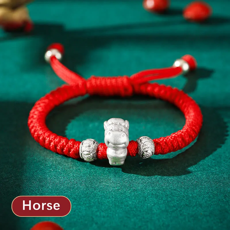 Mythstone 999 Sterling Silver Chinese Zodiac Red Rope Luck Handcrafted Kids Bracelet - Image 20