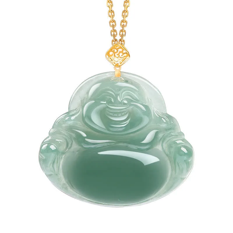Mythstone Laughing Buddha Natural Jade Prosperity Abundance Necklace Pendant - Image 3