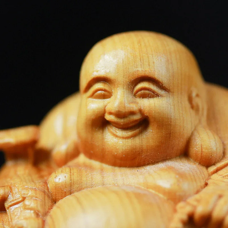 Mythstone Laughing Buddha Boxwood Compassion Home Car Decoration - Image 5