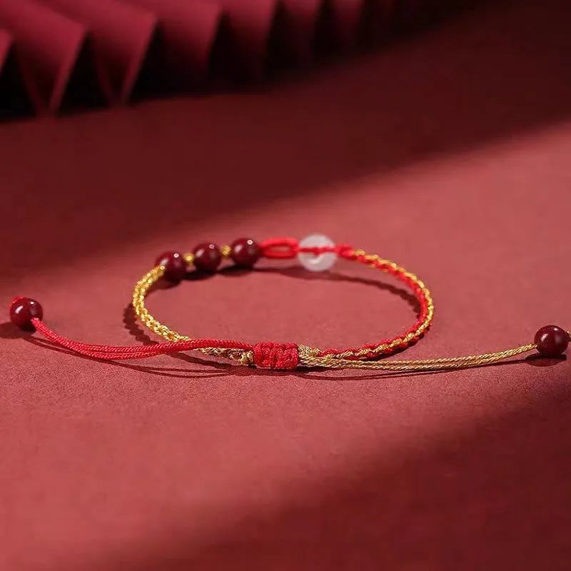 Mythstone Natural Cinnabar Jade Peace Buckle Blessing Bracelet - Image 19