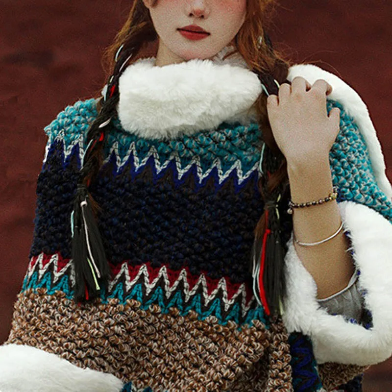 Mythstone Tibetan Multicolored Striped Shawl Winter Cozy Travel Scarf Wrap - Image 30